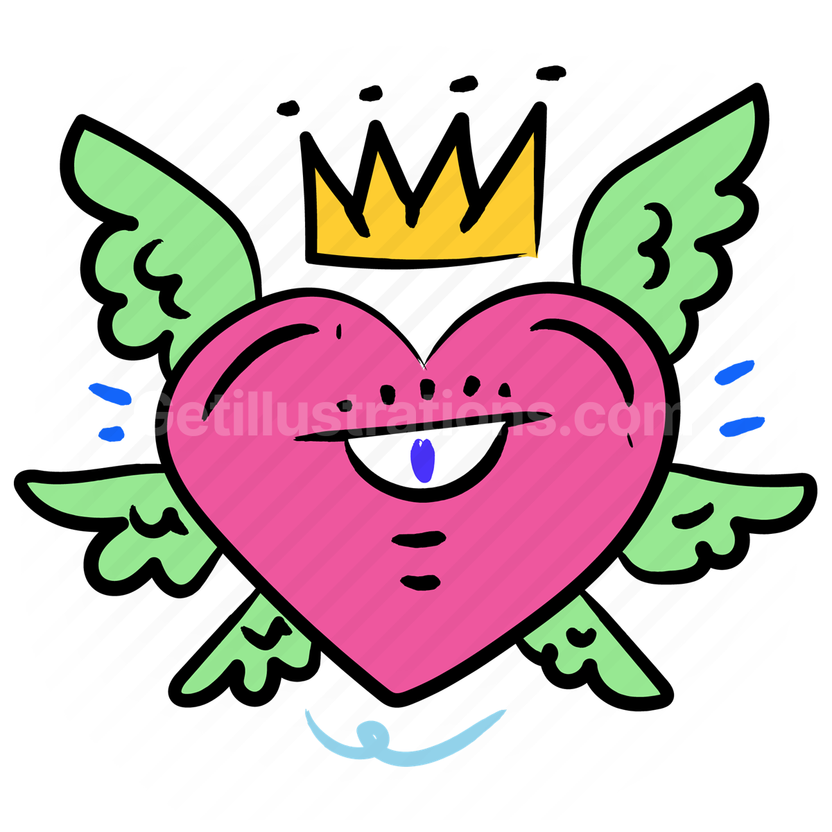 smiley, eye, sticker, monster, heart, crown, mythical, wings